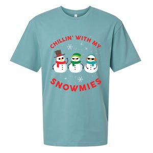 Chillin With My Snowmies Cute Snow Ugly Christmas Sweater Gift Sueded Cloud Jersey T-Shirt