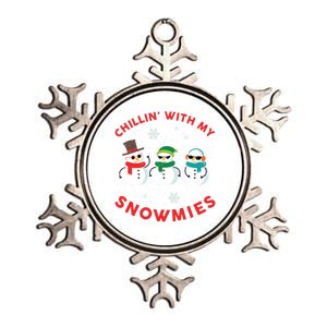 Chillin With My Snowmies Cute Snow Ugly Christmas Sweater Gift Metallic Star Ornament