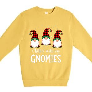 Chillin With My Gnomies Buffalo Red Plaid Christmas Gnome Premium Crewneck Sweatshirt