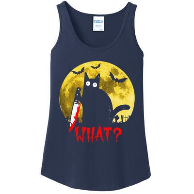 Cat What Murderous Black Cat Holding Knife Funny Halloween Ladies Essential Tank