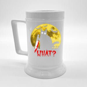 Cat What Murderous Black Cat Holding Knife Funny Halloween Beer Stein