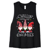 Chillin With My Gnomies Funny Hilarious Gnome Christmas Women's Racerback Cropped Tank