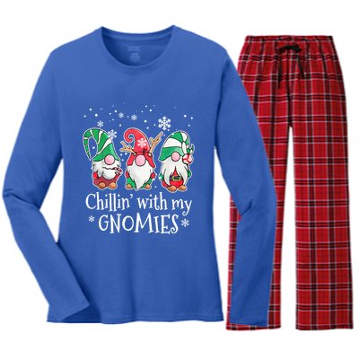 Chillin With My Gnomies Gift Women's Long Sleeve Flannel Pajama Set 