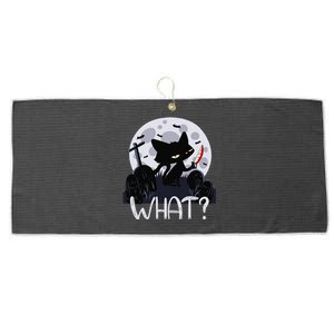 Cat What Murderous Black Cat With Knife Halloween Costume Large Microfiber Waffle Golf Towel