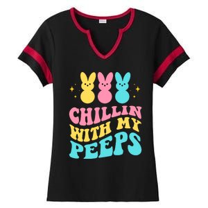 Chillin With My Peeps Cute Easter Ladies Halftime Notch Neck Tee