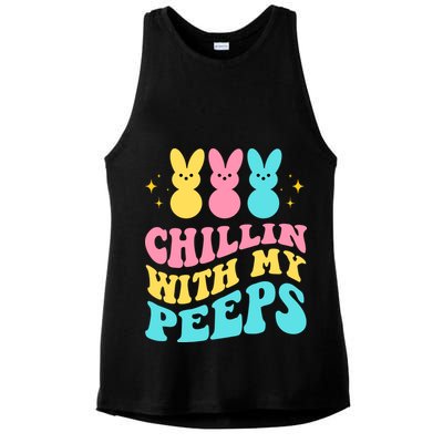 Chillin With My Peeps Cute Easter Ladies PosiCharge Tri-Blend Wicking Tank