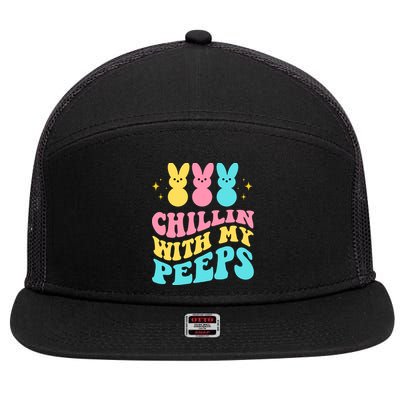 Chillin With My Peeps Cute Easter 7 Panel Mesh Trucker Snapback Hat