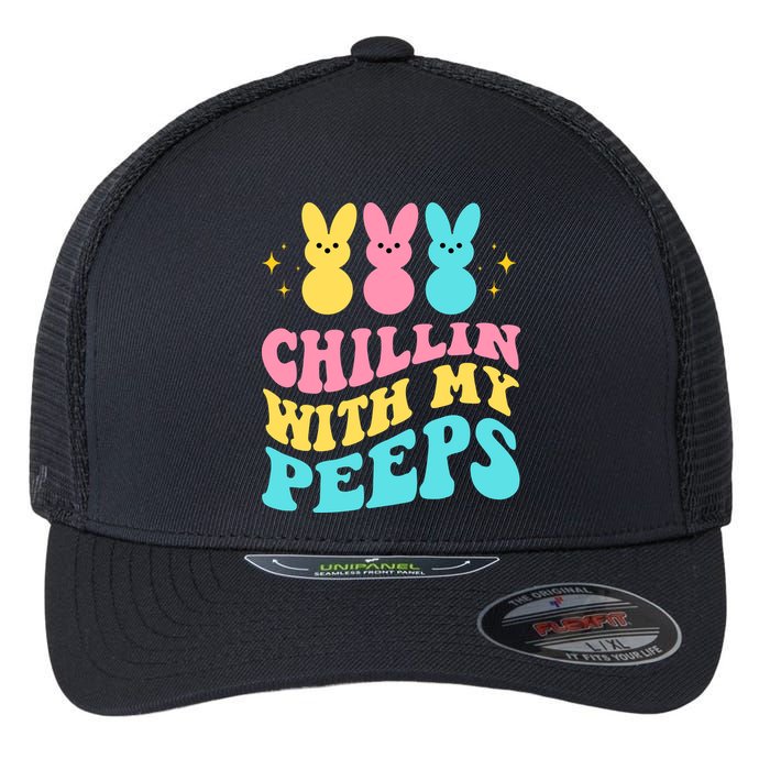 Chillin With My Peeps Cute Easter Flexfit Unipanel Trucker Cap
