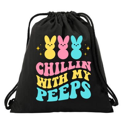 Chillin With My Peeps Cute Easter Drawstring Bag