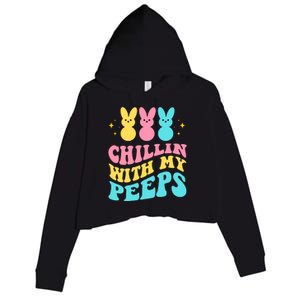 Chillin With My Peeps Cute Easter Crop Fleece Hoodie