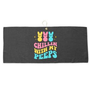 Chillin With My Peeps Cute Easter Large Microfiber Waffle Golf Towel