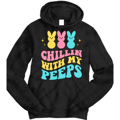 Chillin With My Peeps Cute Easter Tie Dye Hoodie