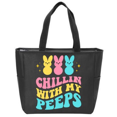 Chillin With My Peeps Cute Easter Zip Tote Bag
