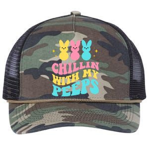 Chillin With My Peeps Cute Easter Retro Rope Trucker Hat Cap