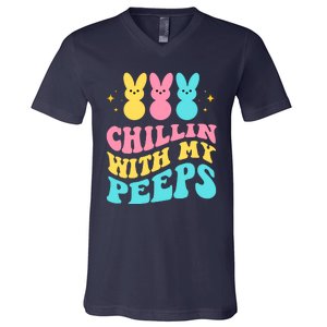 Chillin With My Peeps Cute Easter V-Neck T-Shirt