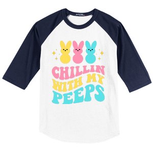 Chillin With My Peeps Cute Easter Baseball Sleeve Shirt