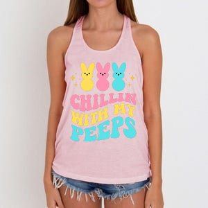 Chillin With My Peeps Cute Easter Women's Knotted Racerback Tank