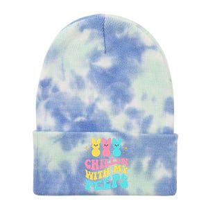 Chillin With My Peeps Cute Easter Tie Dye 12in Knit Beanie