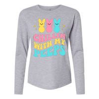 Chillin With My Peeps Cute Easter Womens Cotton Relaxed Long Sleeve T-Shirt