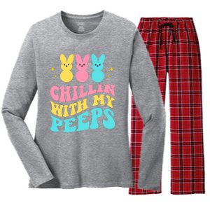 Chillin With My Peeps Cute Easter Women's Long Sleeve Flannel Pajama Set 