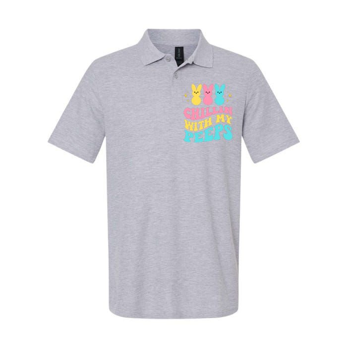 Chillin With My Peeps Cute Easter Softstyle Adult Sport Polo