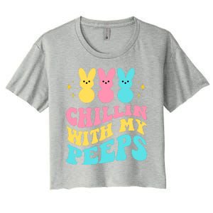 Chillin With My Peeps Cute Easter Women's Crop Top Tee