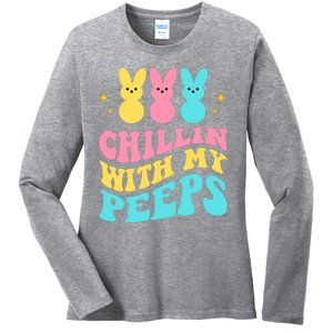 Chillin With My Peeps Cute Easter Ladies Long Sleeve Shirt