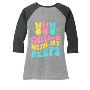 Chillin With My Peeps Cute Easter Women's Tri-Blend 3/4-Sleeve Raglan Shirt