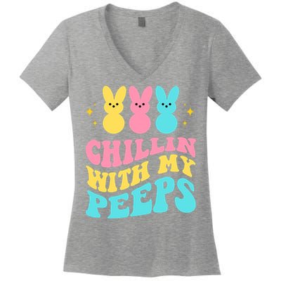 Chillin With My Peeps Cute Easter Women's V-Neck T-Shirt