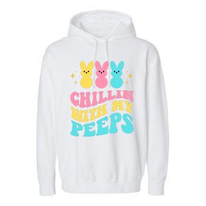 Chillin With My Peeps Cute Easter Garment-Dyed Fleece Hoodie