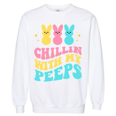 Chillin With My Peeps Cute Easter Garment-Dyed Sweatshirt
