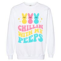 Chillin With My Peeps Cute Easter Garment-Dyed Sweatshirt