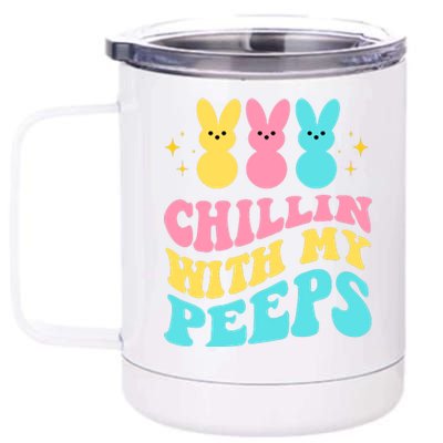 Chillin With My Peeps Cute Easter 12 oz Stainless Steel Tumbler Cup