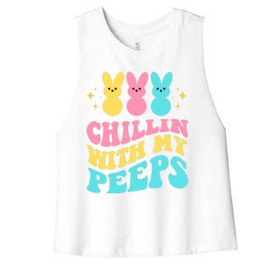 Chillin With My Peeps Cute Easter Women's Racerback Cropped Tank