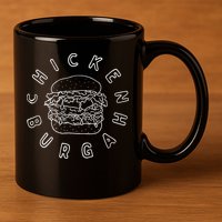 Claytons World Merch Chicken Burgah 11oz C Handle Ceramic Mug