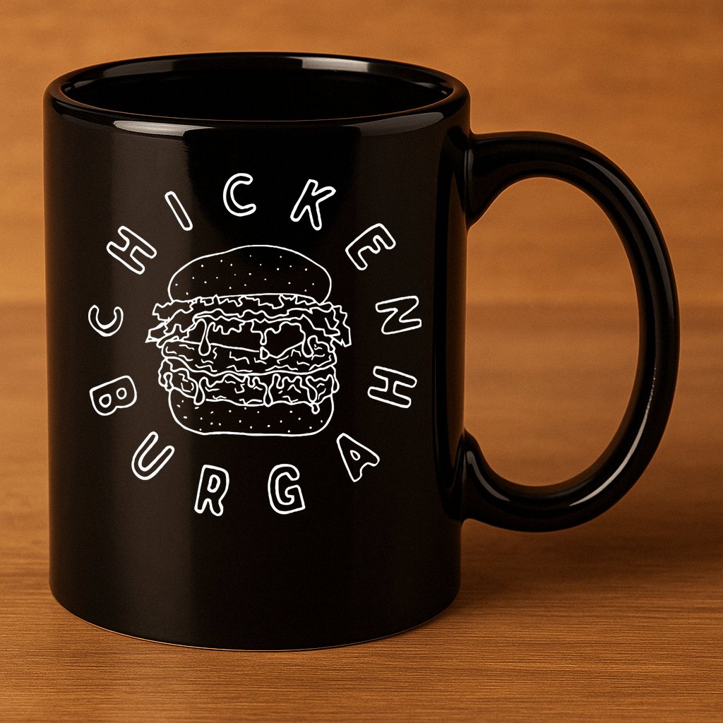 Claytons World Merch Chicken Burgah 11oz C Handle Ceramic Mug