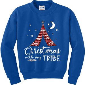 Christmas With My Tribe Red Plaid Family Matching Outfit Cute Gift Kids Sweatshirt