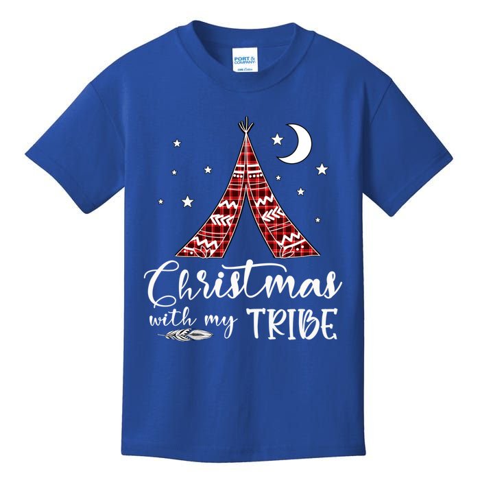 Christmas With My Tribe Red Plaid Family Matching Outfit Cute Gift Kids T-Shirt