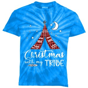 Christmas With My Tribe Red Plaid Family Matching Outfit Cute Gift Kids Tie-Dye T-Shirt