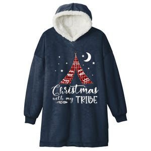 Christmas With My Tribe Red Plaid Family Matching Outfit Cute Gift Hooded Wearable Blanket