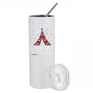 Christmas With My Tribe Red Plaid Family Matching Outfit Cute Gift Stainless Steel Tumbler