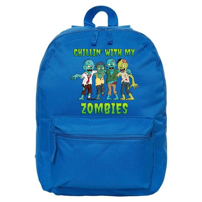 Chillin With My Zombies Halloween 16 in Basic Backpack