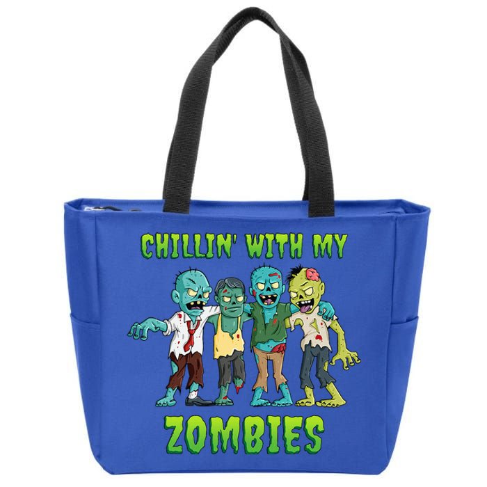 Chillin With My Zombies Halloween Zip Tote Bag