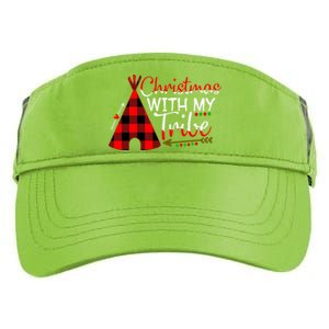 Christmas With My Tribe Red Plaid Family Matching Outfit Gift Adult Drive Performance Visor