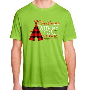 Christmas With My Tribe Red Plaid Family Matching Outfit Gift Adult ChromaSoft Performance T-Shirt