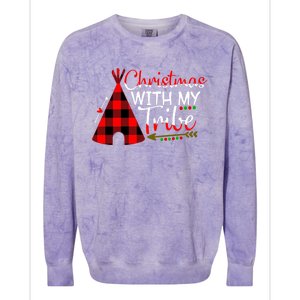 Christmas With My Tribe Red Plaid Family Matching Outfit Gift Colorblast Crewneck Sweatshirt