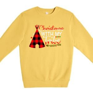 Christmas With My Tribe Red Plaid Family Matching Outfit Gift Premium Crewneck Sweatshirt