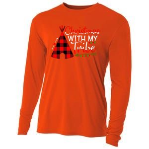 Christmas With My Tribe Red Plaid Family Matching Outfit Gift Cooling Performance Long Sleeve Crew