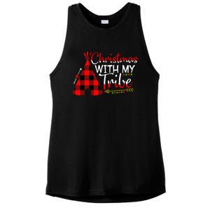 Christmas With My Tribe Red Plaid Family Matching Outfit Gift Ladies PosiCharge Tri-Blend Wicking Tank