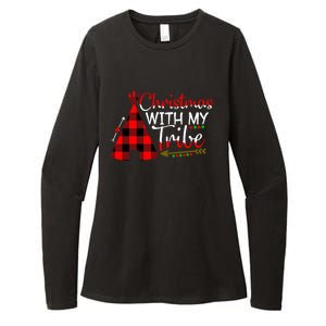 Christmas With My Tribe Red Plaid Family Matching Outfit Gift Womens CVC Long Sleeve Shirt